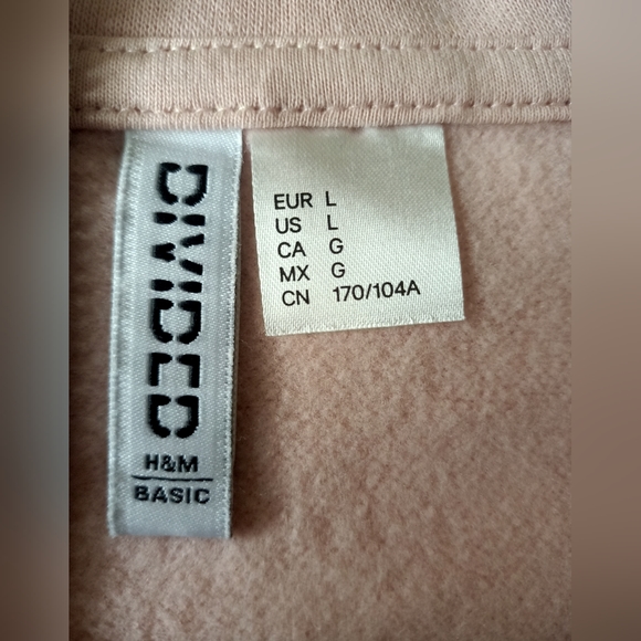 H&M Light Pink Crop zipped Sweatshirt - Picture 3 of 4